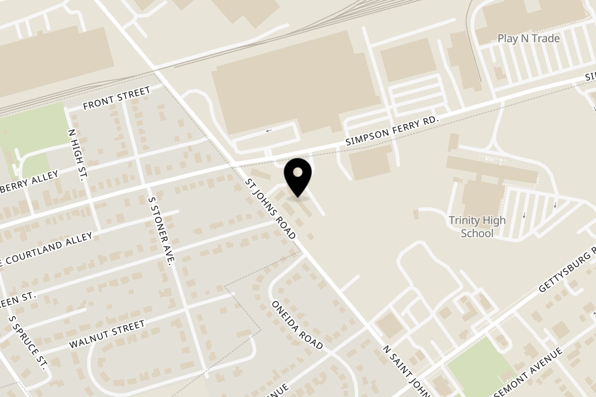 Map showing the location of Big Ray's Burgers & Dogs on 3619 Simpson Ferry Rd Suite F in Camp Hill